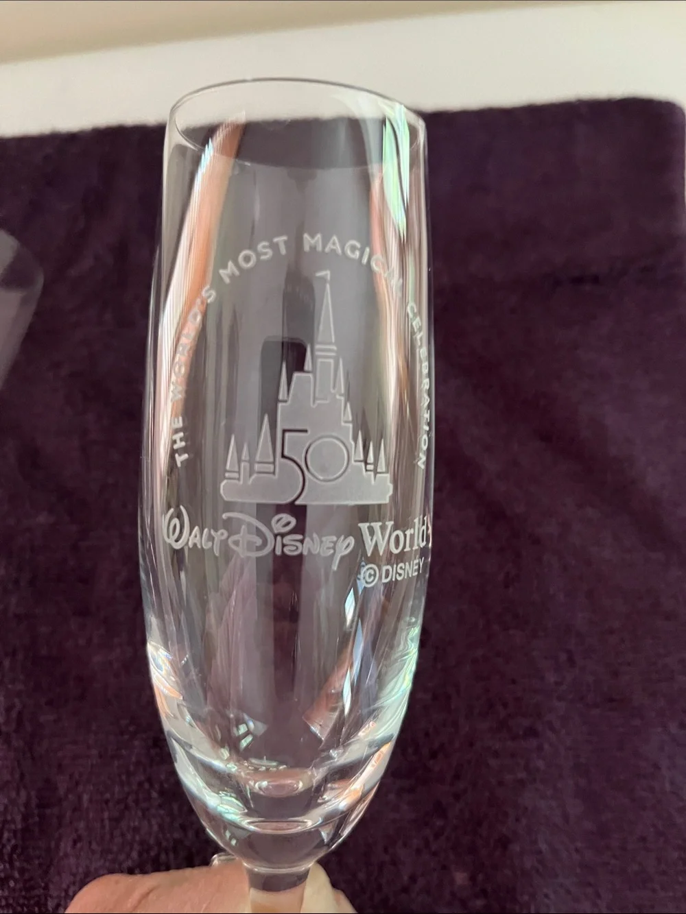 Disney Clear Etched 50th Anniversary Champagne Flutes - Clear 9 in tall